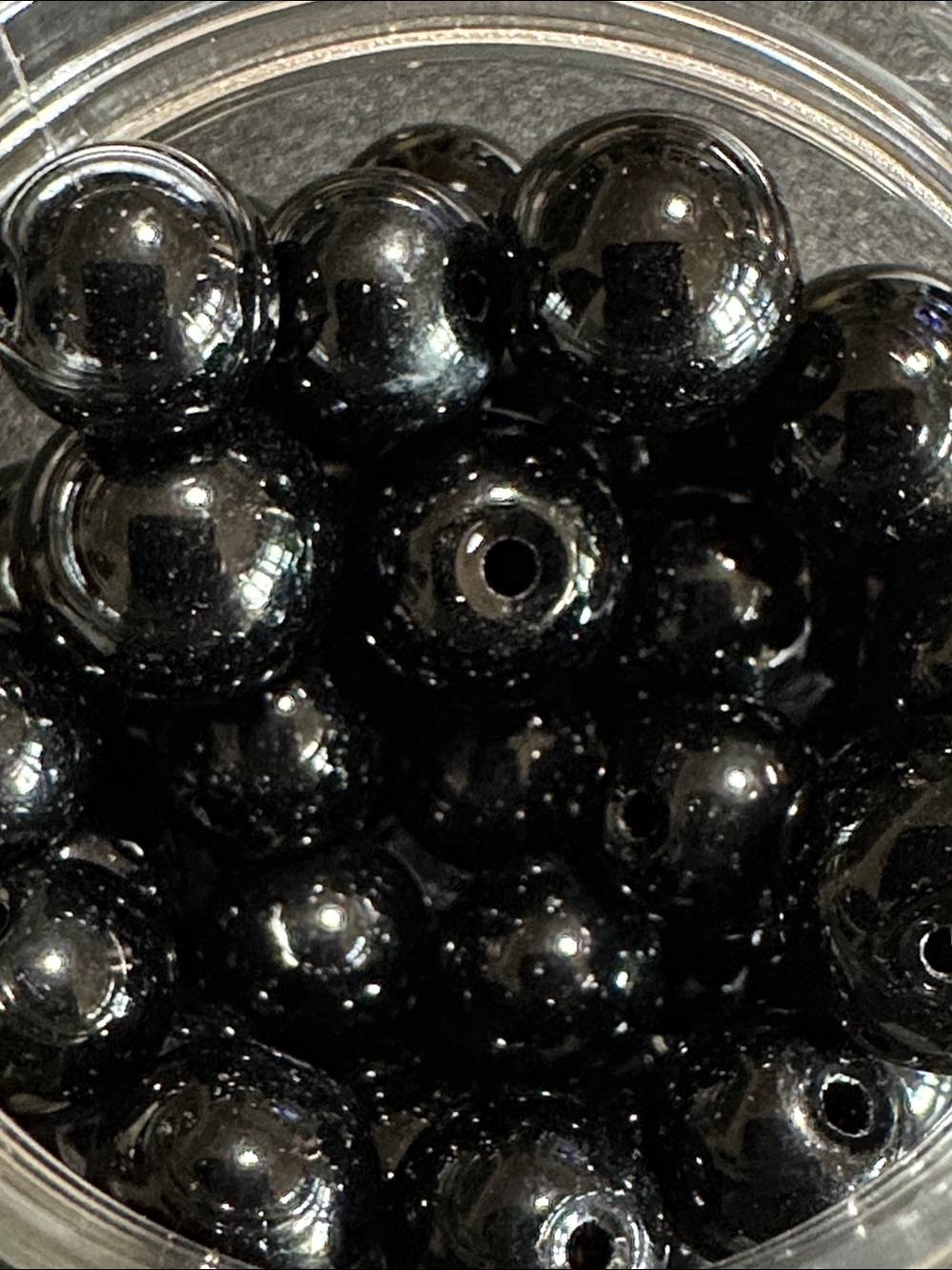 8.  Black Glass Loose Beads 2oz Jar